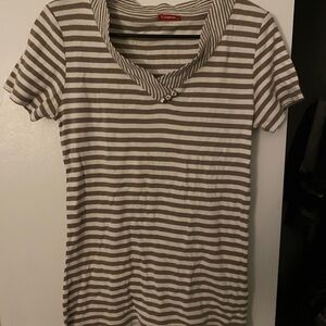 Esprit Brown Striped Short Sleeve Top
